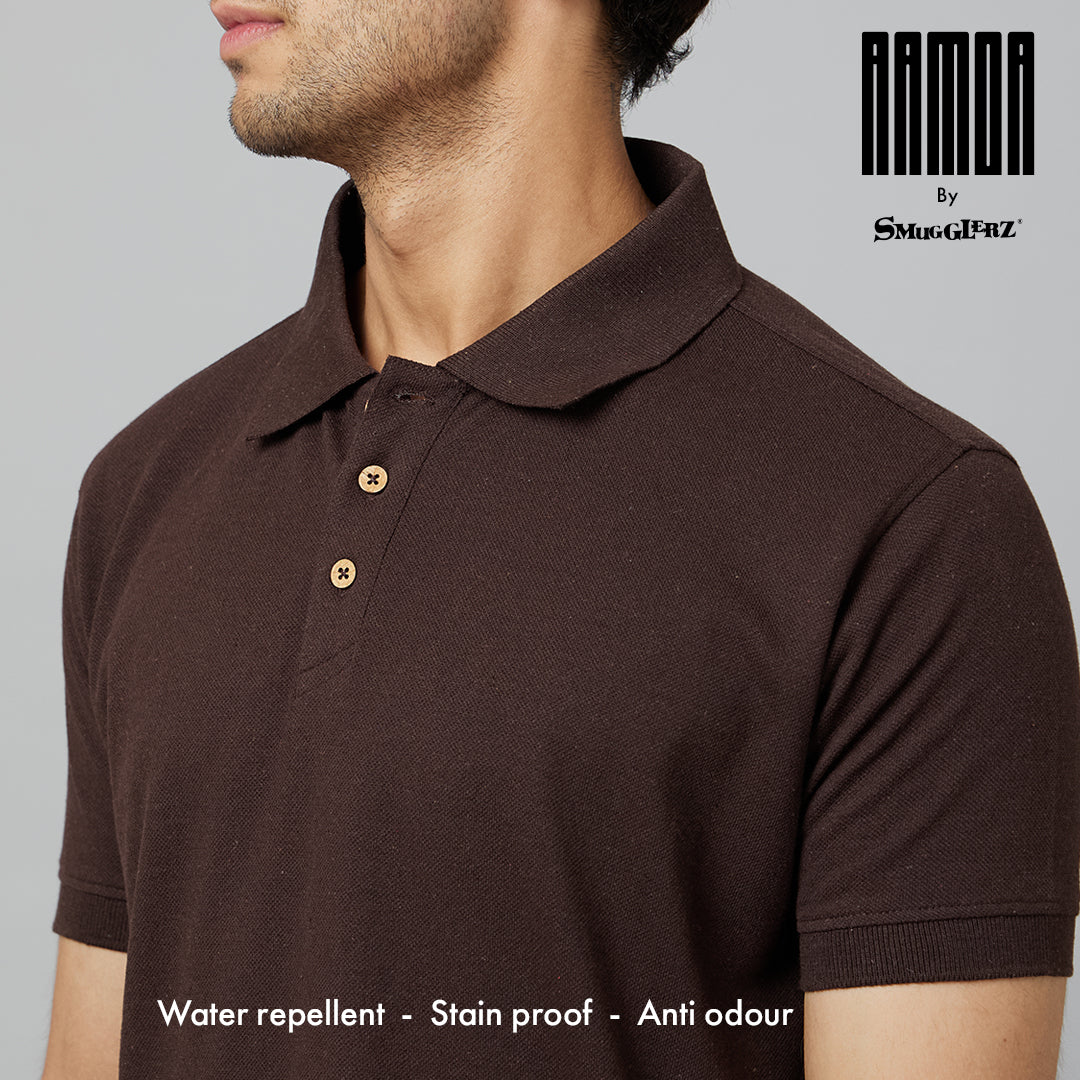 Men's ARMOR Polo T-shirt-Coffee Brown