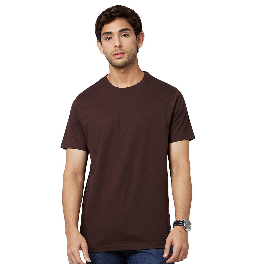 Men's-ARMOR-Crew Neck T-shirt-Coffee Brown