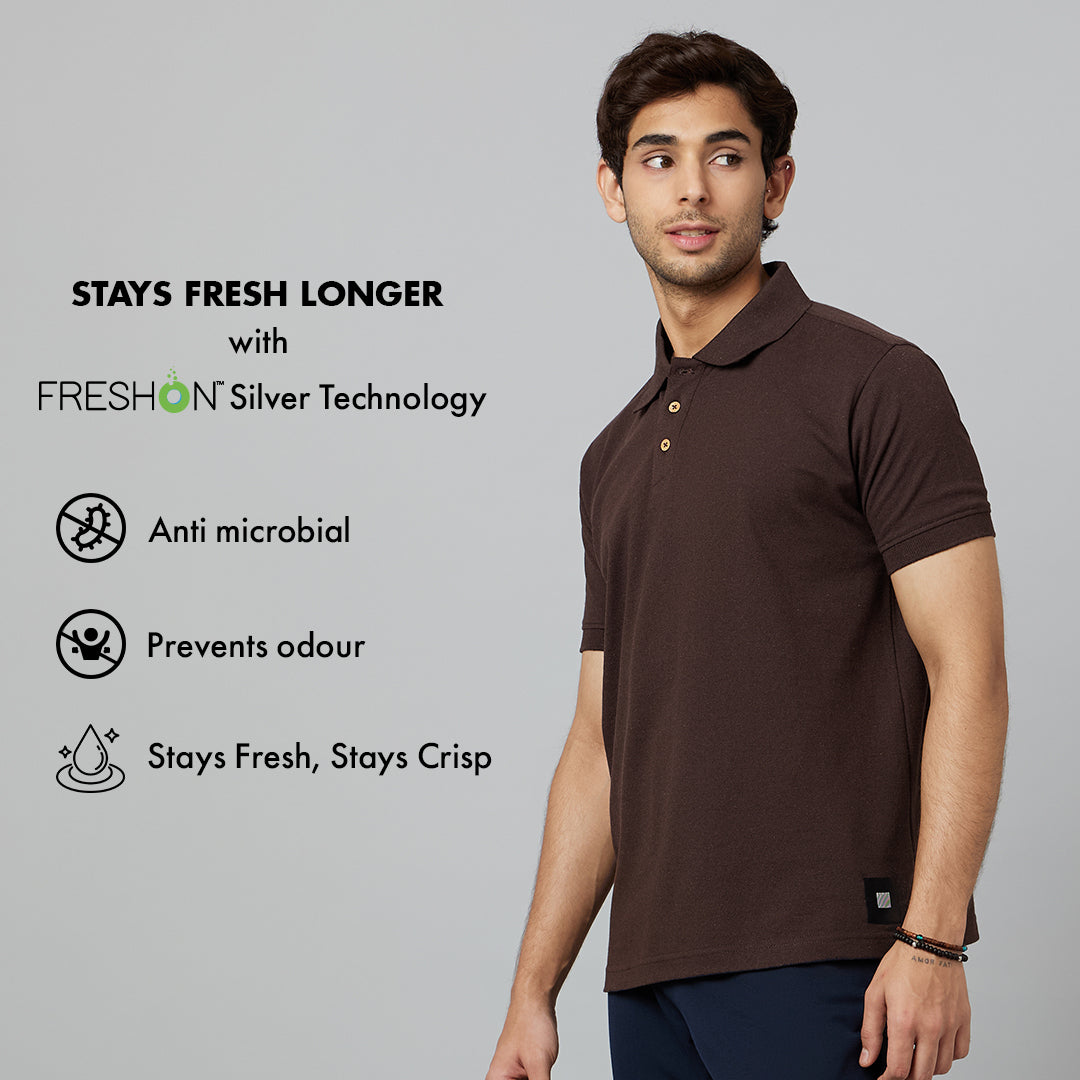 Men's ARMOR Polo T-shirt-Coffee Brown