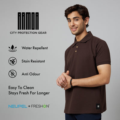 Men's ARMOR Polo T-shirt-Coffee Brown